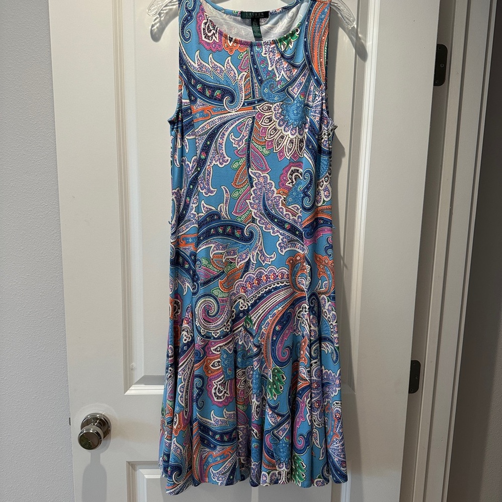 Ralph Lauren Blue Paisley Midi Dress